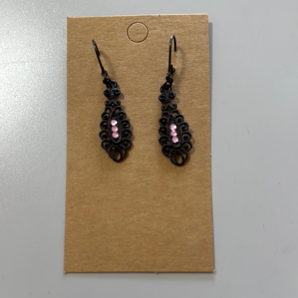 Elegant Black and Pink Earrings
